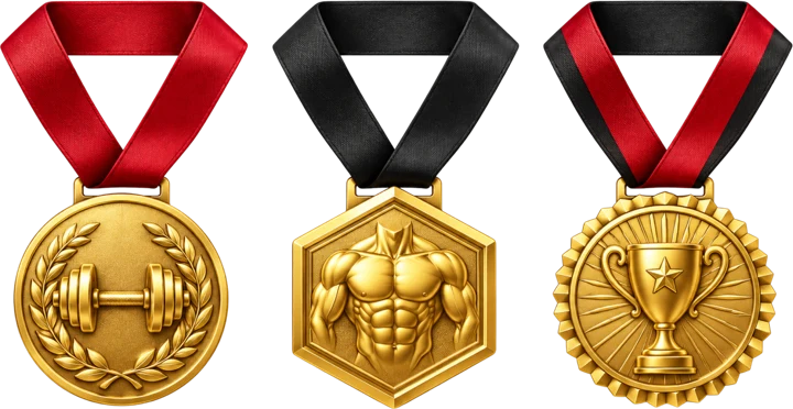 Three gold championship medals